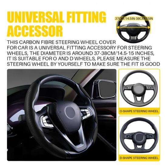 2PCS For Honda Black Car Steering Wheel Booster Cover Accessories Carbon Fiber A