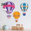 Childhood Theme Wall Ornaments 3Pcs Wooden Hot Air Balloon Art 2D Flat Cartoon Hanging Ornaments Colorful Art Decor Decorations for Living