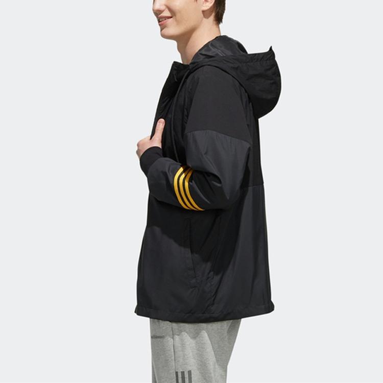 Adidas Neo Casual Sports Spliced Hooded Windbreaker Jacket Men Outerwear Black FK9947