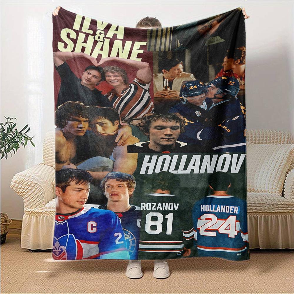 Hockey Players Action Blanket Soft Throw Blanket For Home Bedroom Bed Sofa Travel Office Solid Christmas Blanket
