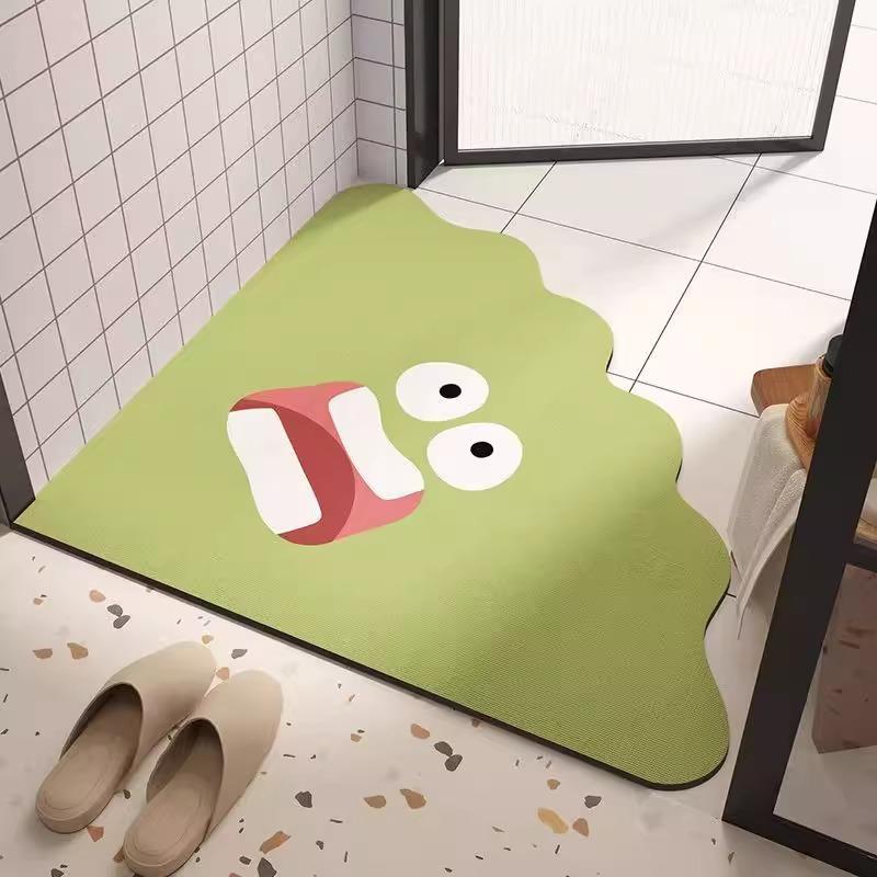 Bathroom fan floor mat cartoon funny soft diatom mud absorbent mat non-slip foot mat toilet quick drying mat household