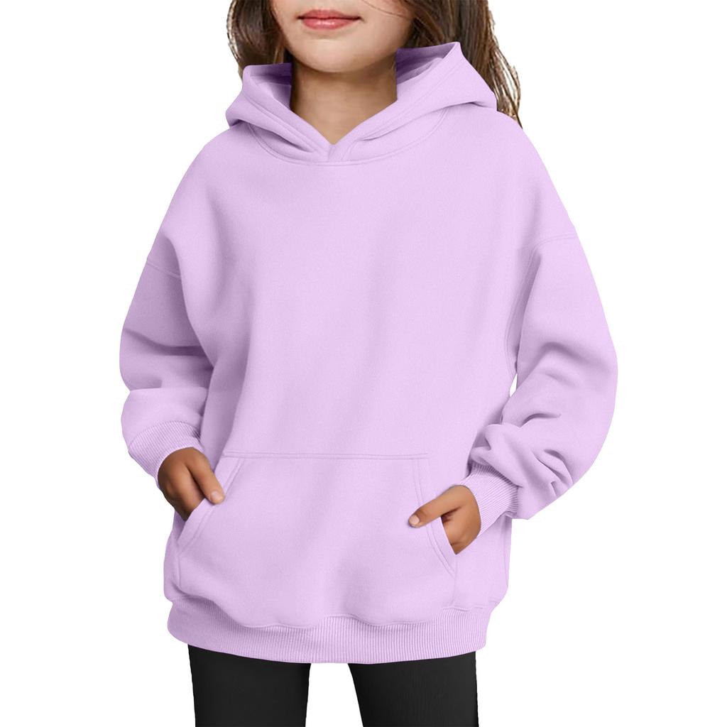 Winter Boy And Girls Solid Color Long Sleeved Hooded Sweatshirt Tops