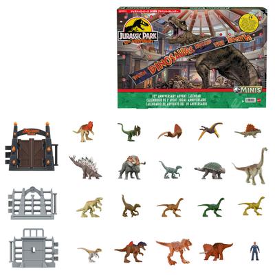 Mattel JURASSIC WORLD Jurassic Park 30th Anniversary Advent Calendar Mini Figures and Parts Years Old and HTK45 [30 Included] [3 Up]