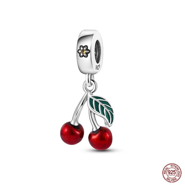 New 925 Sterling Silver Red Color Series Heart Shape Charms Beads Lucky Jewelry Gifts