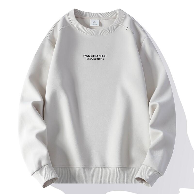 Spring Round Neck Sweater Men Loose Simple Casual Shirt Outdoor Sports Long Sleeve T-shirt Solid Color Fashion Bottoming Shirt