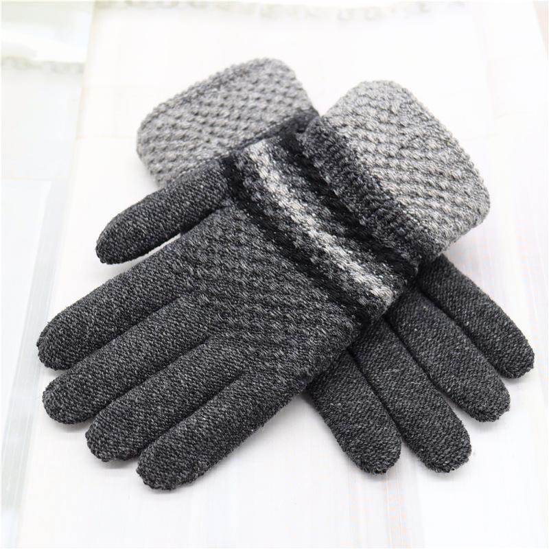 

Мужские шерстяные перчатки — теплые, морозостойкие, плотной вязки, с пятью пальцами, для осени и зимы серый