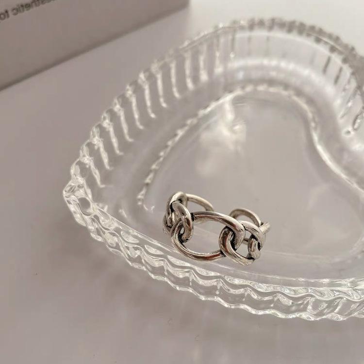 

VENTFILLE Кольца из стерлингового серебра 925 пробы Новая мода Креативное перекрестное полое цепное геометрическое ювелирное изделие для вечеринок Подарки resizable