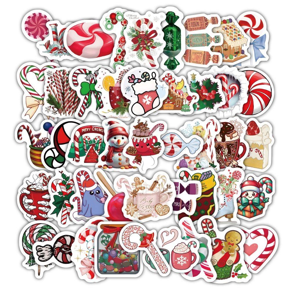60PCS Cartoon Cute Merry Christmas Jingle Bells Graffiti Stickers for Bicycle Hand Account Pencil Case Decals