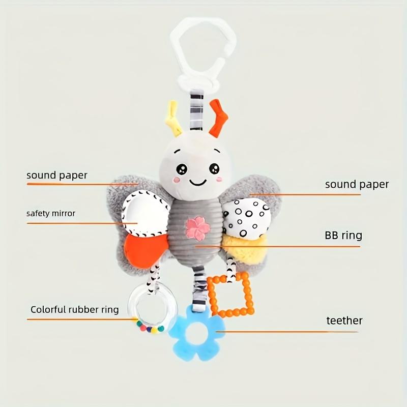 New Fun Kids Toys Rabbit Butterfly Parrot Penguin Car Hanging Toy Rattle Educational Holiday Celebration Gift for Thanksgiving, Christmas,Birthday