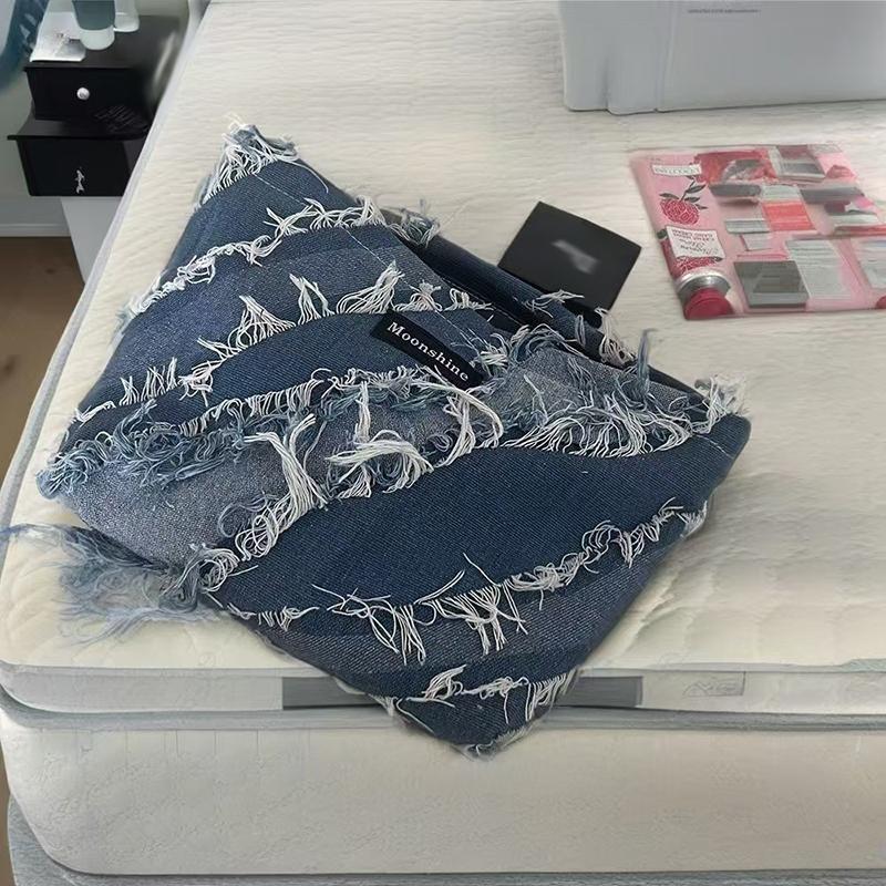Denim Tassel Cosmetic Bag, Large-capacity Storage Bag, Portable Toiletry Bag, Lotion Brush Bag, Finishing Bag