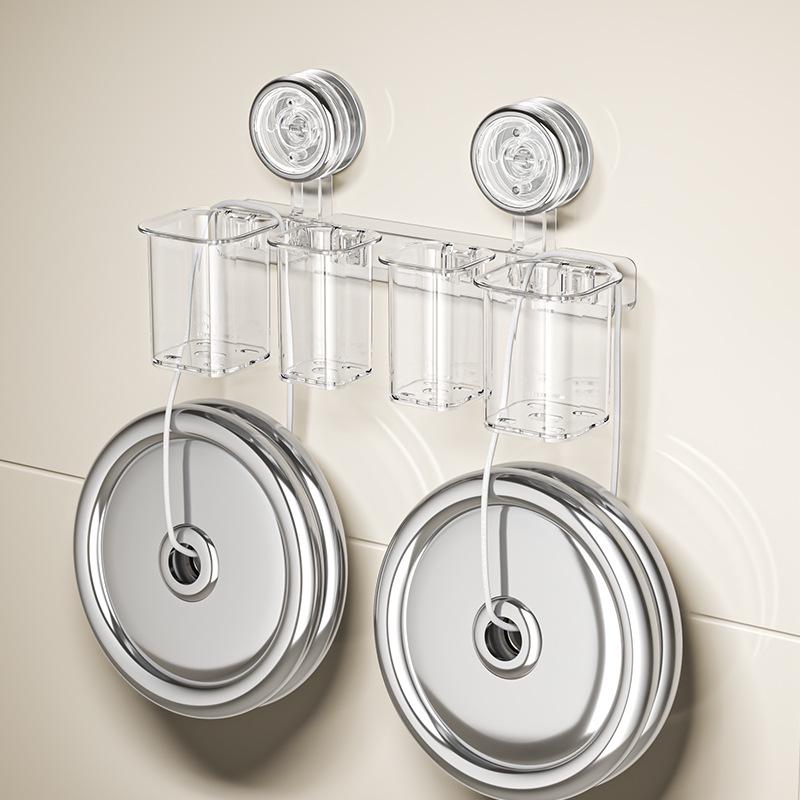 Wall-Mounted Punch-Free Suction Cup Toothbrush Holder & Bathroom Storage Box