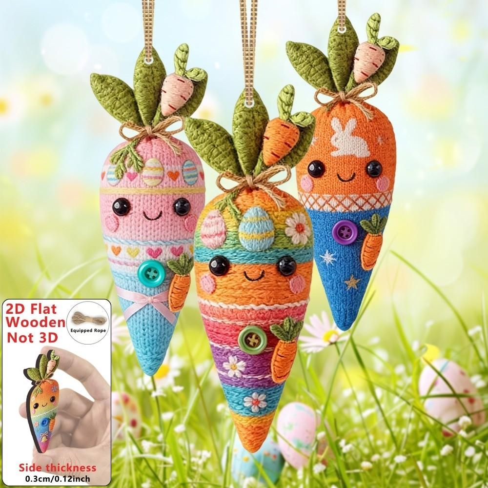 15PCS/30PCS 2D Design Easter Egg Decoration Hanging Ring Easter Egg Pendant  Spring Decoration
