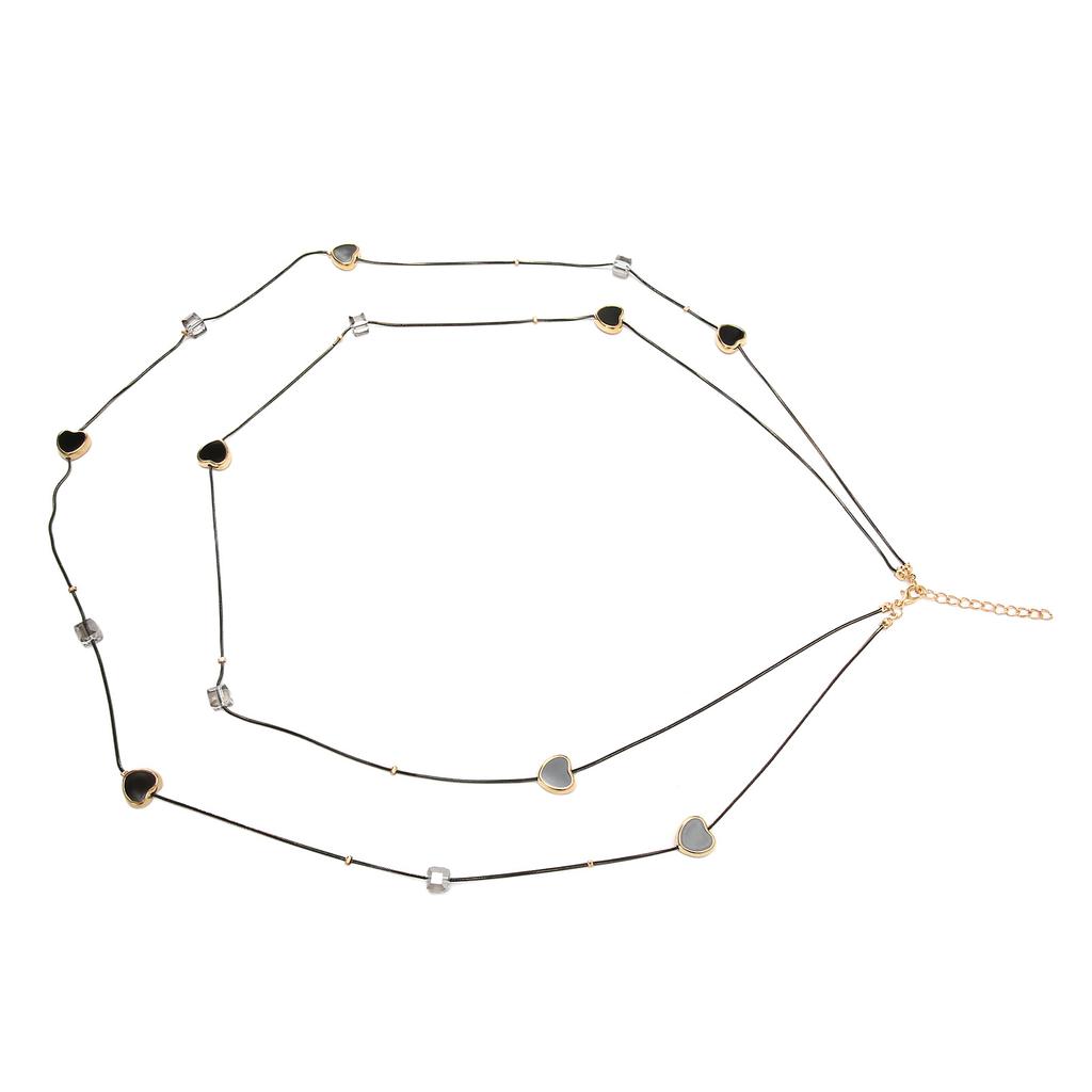 Fashion Layered Long Necklace Heart Pendant Zinc Alloy Double Layer Necklace for Women Girls