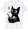 Rolig Katt Ramen Grafisk T-shirt Japansk Kawaii Anime Katt T-shirt
