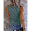 Summer New Solid Color V-neck Button Front Knit Tank Top, Women's Sleeveless Casual Top for European American