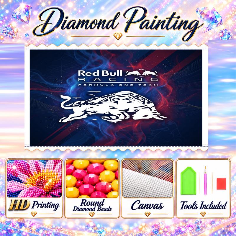 Red Bull Racing Diamond Painting Kit 5D Full Drill DIY Diamond Mosaic Wall Art Home Decor