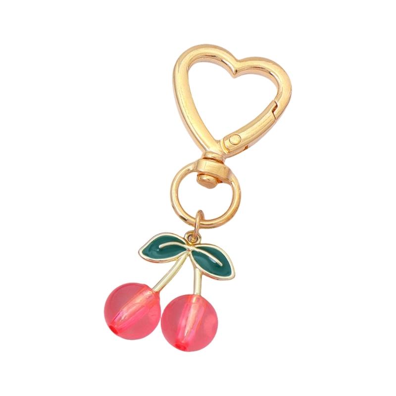 3D Cherry Design Keychain Sturdy Alloy Key Holder Cute Cherry Keychain Charm Key Pendant For Bags And Car Keys