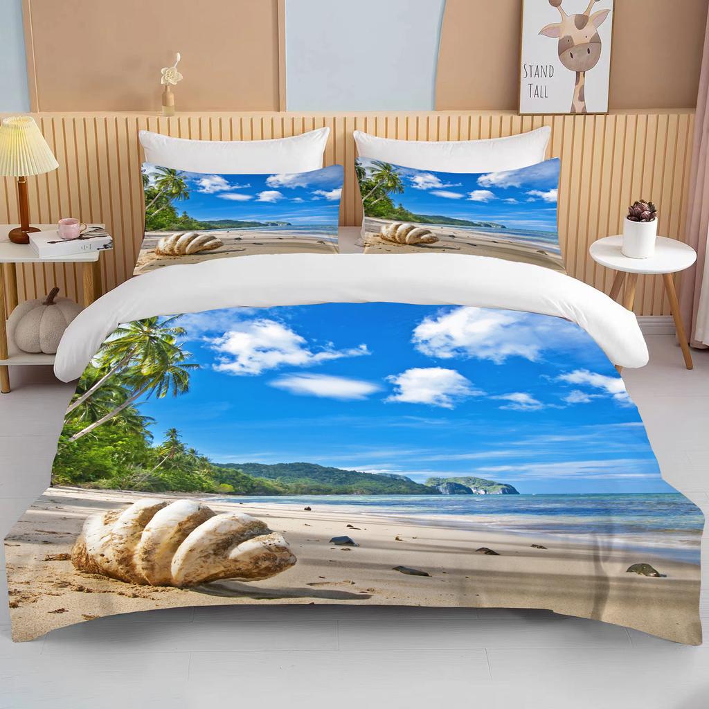 Ocean Povlečení Sada Pobřeží Pláž Povlečení Sada Modrá Hvězdice Sada do Postele Děti Teen Skořápka Domácí Textil Letní Přehoz Prošívaná Přikrývka