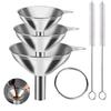 3/5 Pcs Conjunto de funis de cozinha de aço inoxidável Funis de metal de qualidade alimentar para encher garrafas Pequenos funis para especiarias de óleo essencial