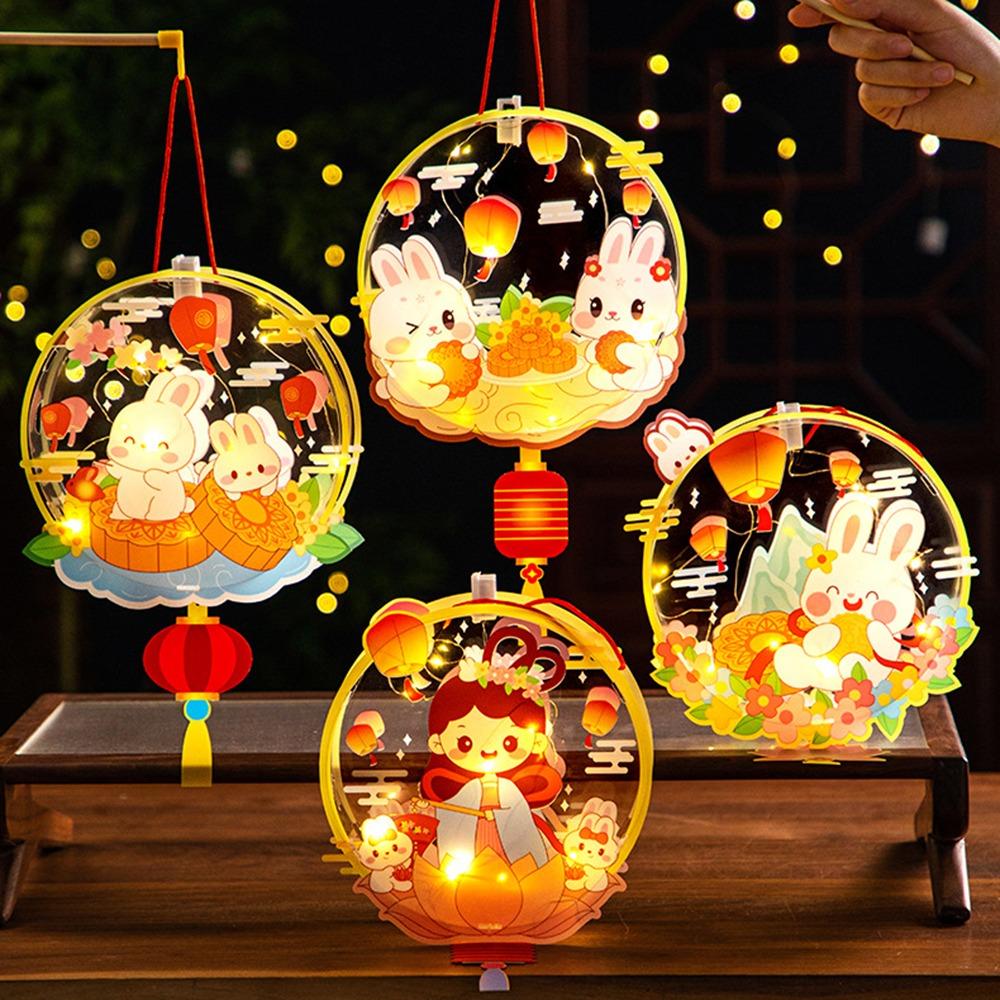 Transparent Handheld Rabbit  Lantern DIY Craft Kit Light-Up Bunny Lantern  Party Decoration