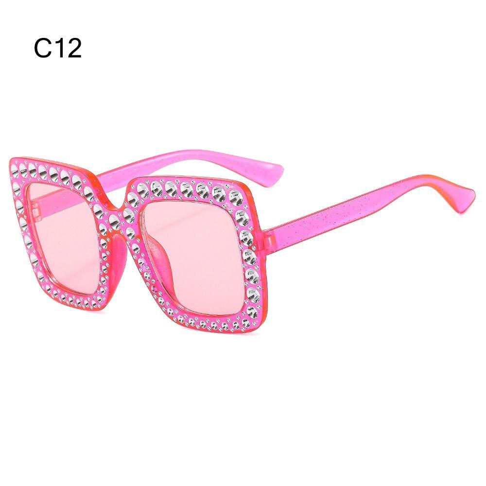 Crystal Oversized Sunglasses for Women Rhinestone Square Diamond Sun Glasses Retro Big Frame Sparkling Eyewear  New