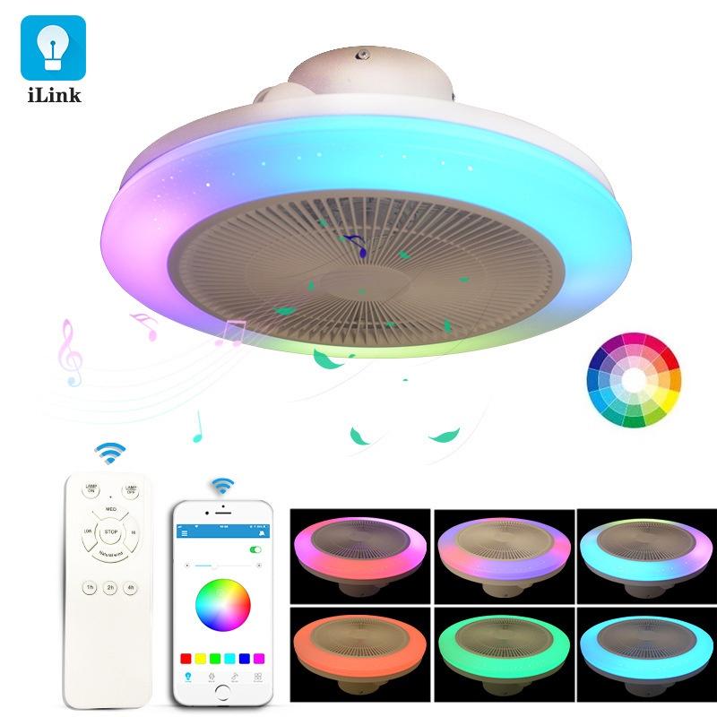300W Modern RGB LED Ceiling Fan Lights APP Remote Control Fan 3-Wind Adjustable Speed Dimmable Ceiling Light Fan 48*20cm