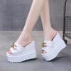 Fashion Slippers Casual Wedge Heel Platform Slippers Womens High Heels Luxury Soft 2024 Summer Fashion PU Fabric Casual