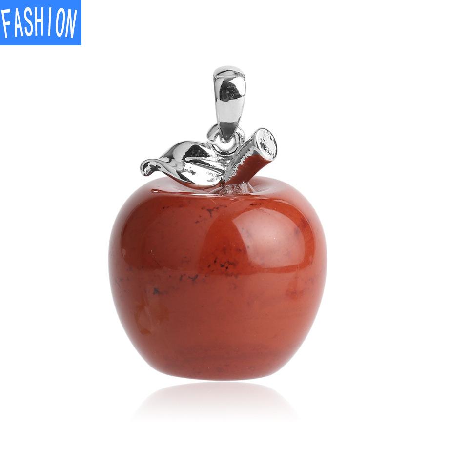 Natural Crystal Apple Pendant Summer Bead Chain Necklace Women'S European And American Fashion