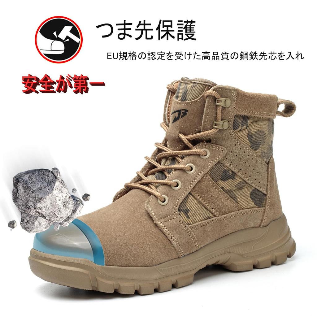 COOU Safety Shoes for Men and Breathable Work Boots with Thick Soles and Steel Toe Caps for and Construction Size Women, High-Top, Non-Slip,