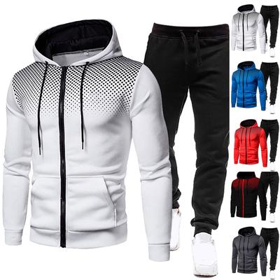 Men's Winter Sports Casual Fitness Suit With Dots Hoodie Sweatshirt And Pants