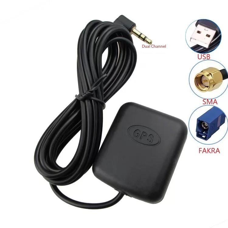 For GPS+GLONASS External Navigation System Antenna RG174 Cable 3.5mm Male Connector Magnetic Base for Car 3G/4G/5G Right