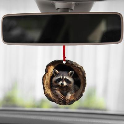 Adorno navideño de animales en acrílico 2D con estampados divertidos de animales del bosque, búhos y mapaches