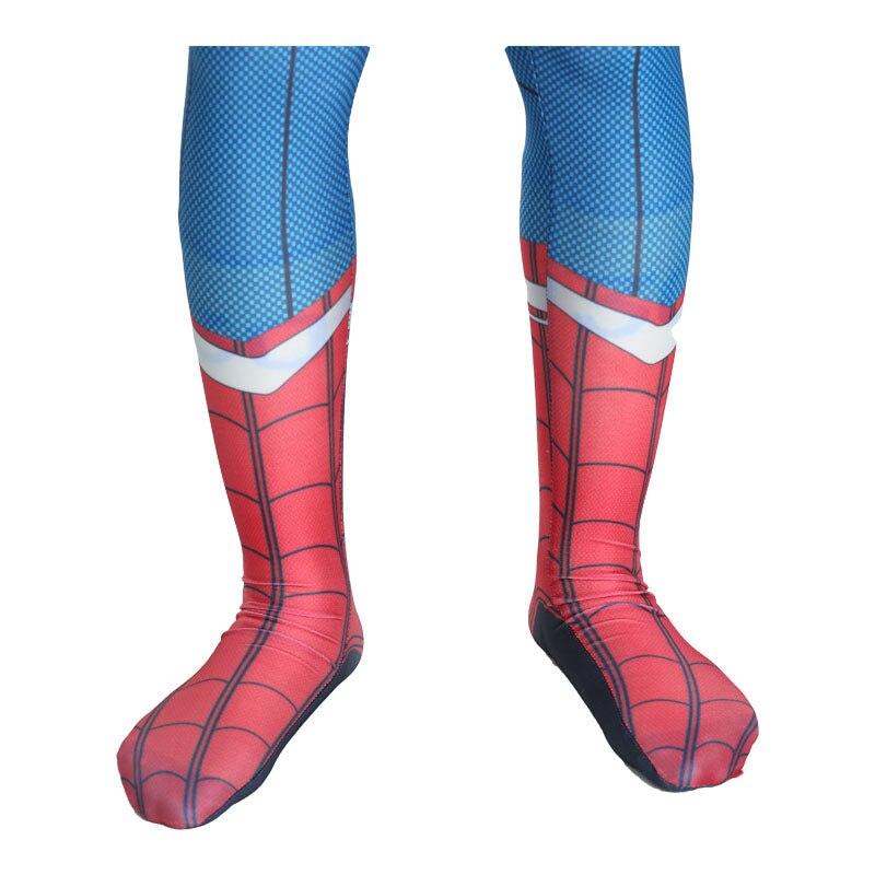 Kids Spider-Man Turns Captain America Costume Set with Mask Superhero Lycra 6-7 Years 140cm Blue/Red/White