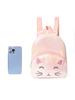 Kids Girl Cat Embroidery Double Pocket Backpack With Lightweight Polyester For School And Daily Use