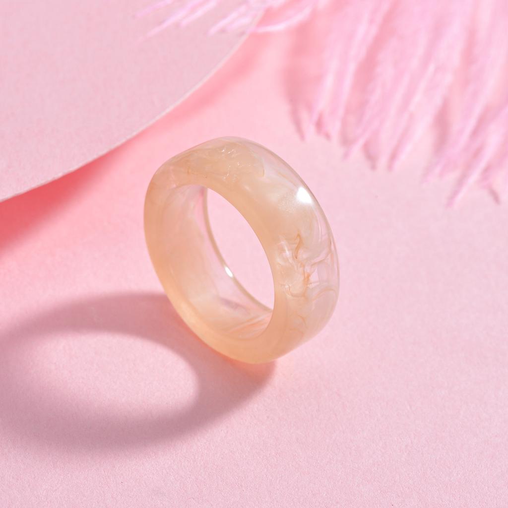 Hot Charm Colorful Transparent Rings Marble Pattern Geometric Resin Acrylic Rings for Women Jewelry Travel Gifts