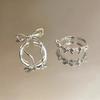 2 Pcs/Set Y2K Cute Bow Ribbon Rings for Women Girl Sweet Cute Geometric Bow Opening Adjustable Rings Wedding Party Jewelry Gifts