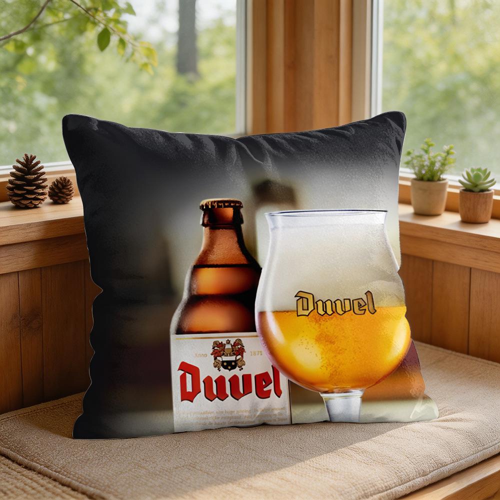 DDuvel Beer Beer Logo Cushion Cover Square Short Plush Pillow Case Living Room Sofa Home Decor Funda X