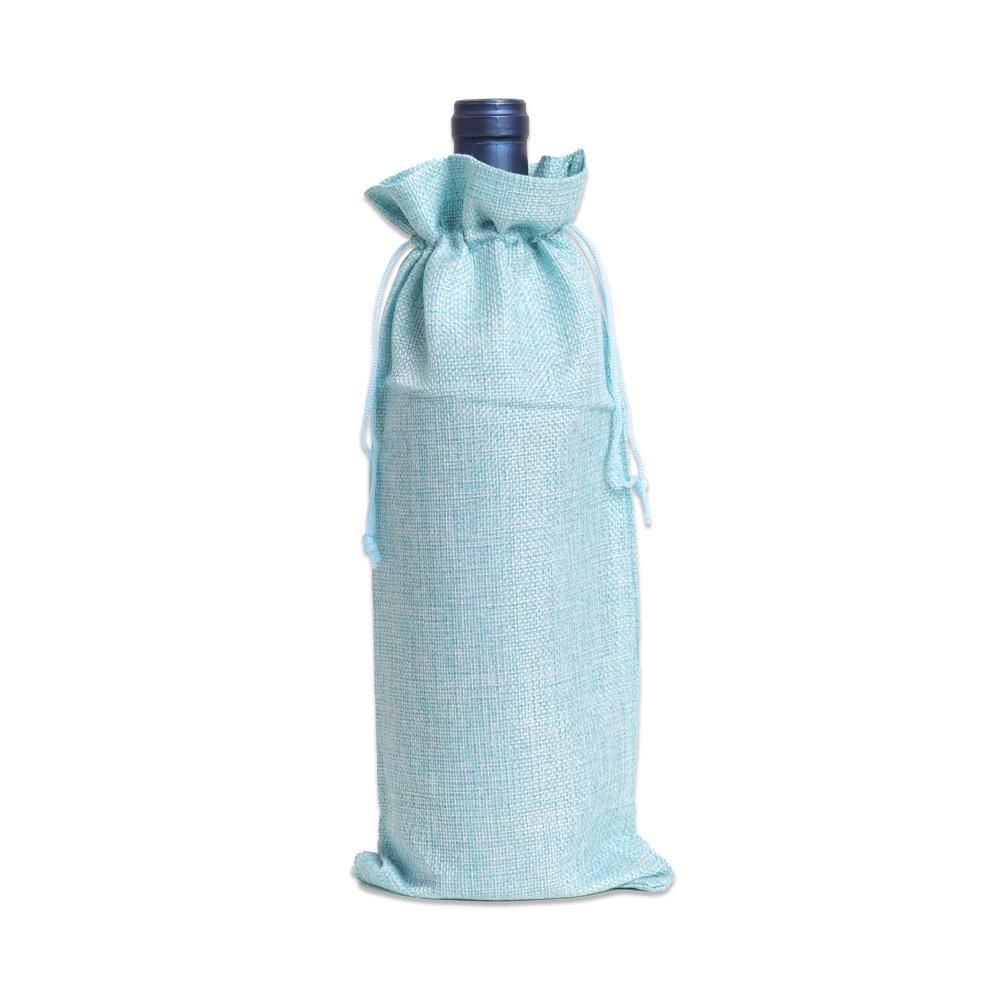 Multicolor Burlap Wine Gift Set with Drawstring Bag