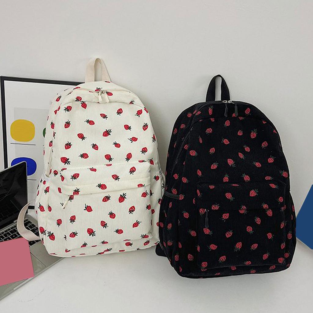 Reiserucksack für Damen und Mädchen Süßer Erdbeer-Rucksack Lässiger Tagesrucksack Schüler Schulrucksack Laptop-Rucksack