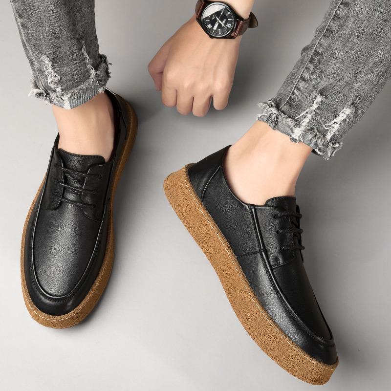 New Men's Genuine Leather Loafers Casual Shoes Handmade Soles Shoes Men's Outdoor Hiking Shoes Quality Split Leather Flat Moccas