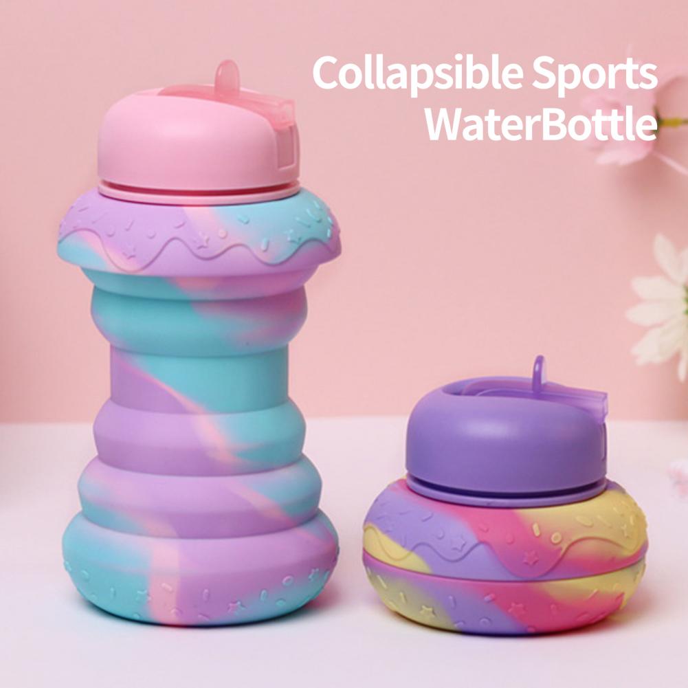 600ML Folding Water Cup Large Caliber Doughnut Shape Sport Bottle Drop-resistant Lightweight To Carry Water Cup Daily Use