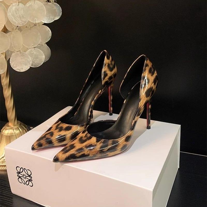New Fashion Design Leopard Print Woman Pumps Pointed Toe Thin Low Heels Elegant Party Female Shoes Zapatos De Mujer