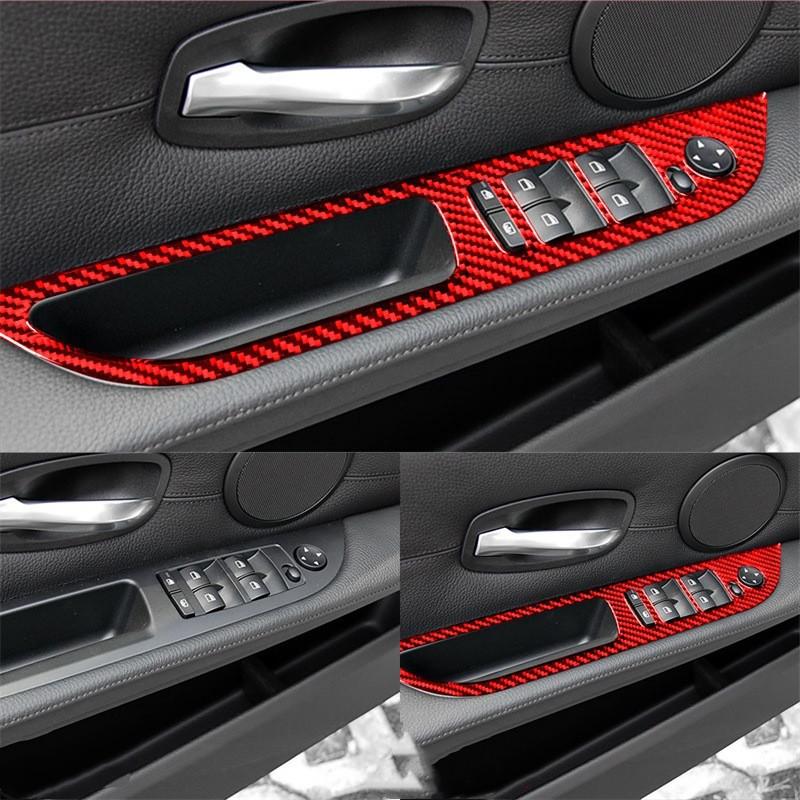 4Pcs Window Lift Switch Panel Cover Stickers Trim For BMW 5 Series E60 E70 E71 520 523 525i 530li 2005-2010 Years 