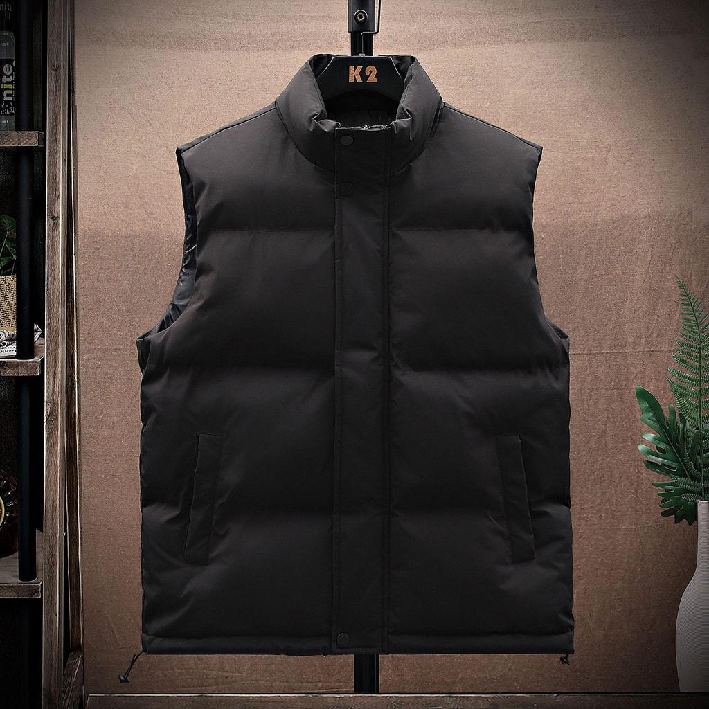 Men Winter Warm Waistcoat Solid Color Puffer Sleeveless Jacket Outwear Plus Size Windbreaker
