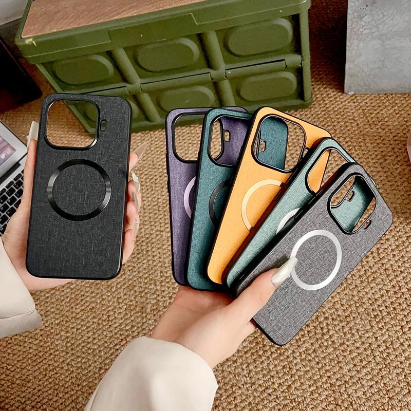 For Xiaomi 15T Pro 15T Case Magnetic TPU +PC Anti-slip Ultra Thin Woven Textile Cloth Pattern Cover For Xiaomi Mi 15T