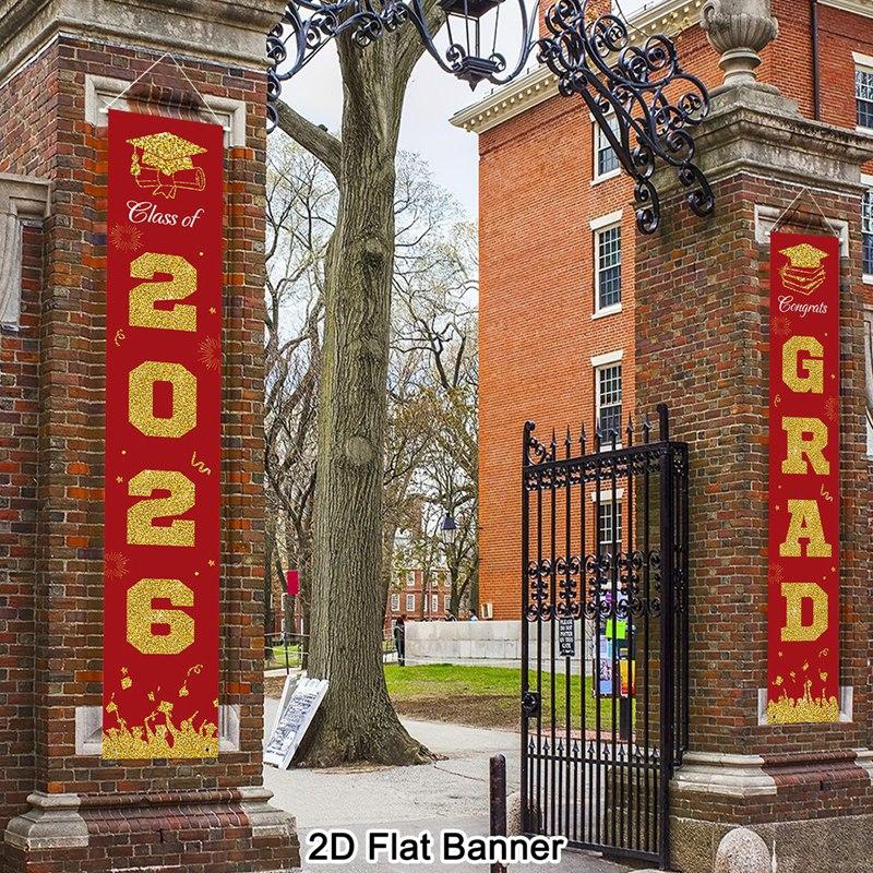 1pair Class of 2026 Graduation Banners Graduate Party Decorations Couplets Porch Signs Indoor Outdoor Banners Party Supplies