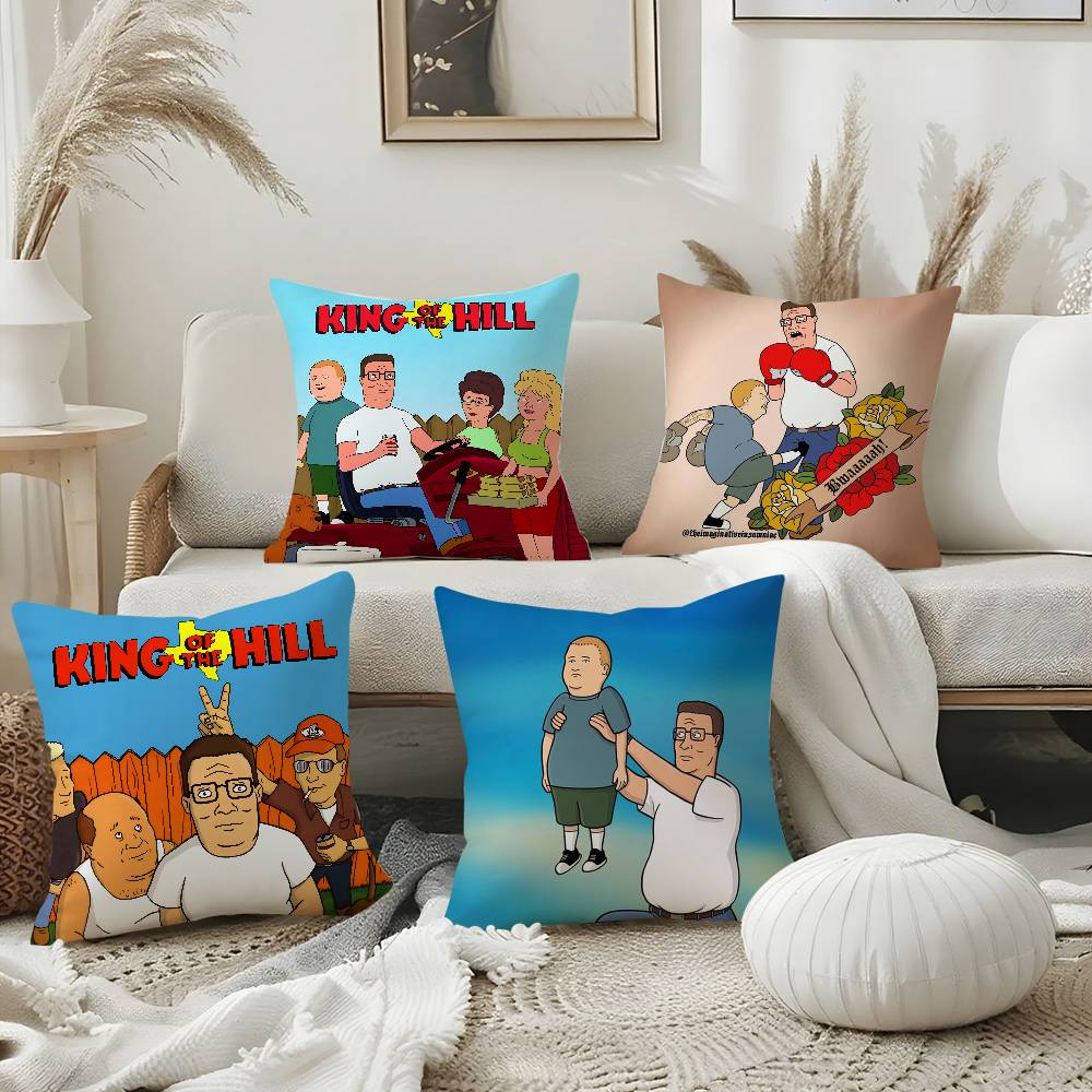 K-King Of The H-Hill Pillow Case Office Sofa Dorm Chair Back Short Plush Double-Sided Printing Home Cushion Cover
