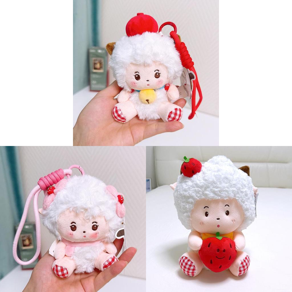 Pleasant Goat And Big Big Wolf Plush Toy With Strawberry Design For Kids Room Decor