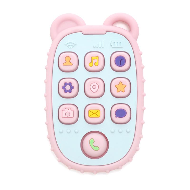 Baby Teether Mobile Phone Shape Silicone Teether Teething Toy Kids Sensory Educational Toy Baby Gift Set