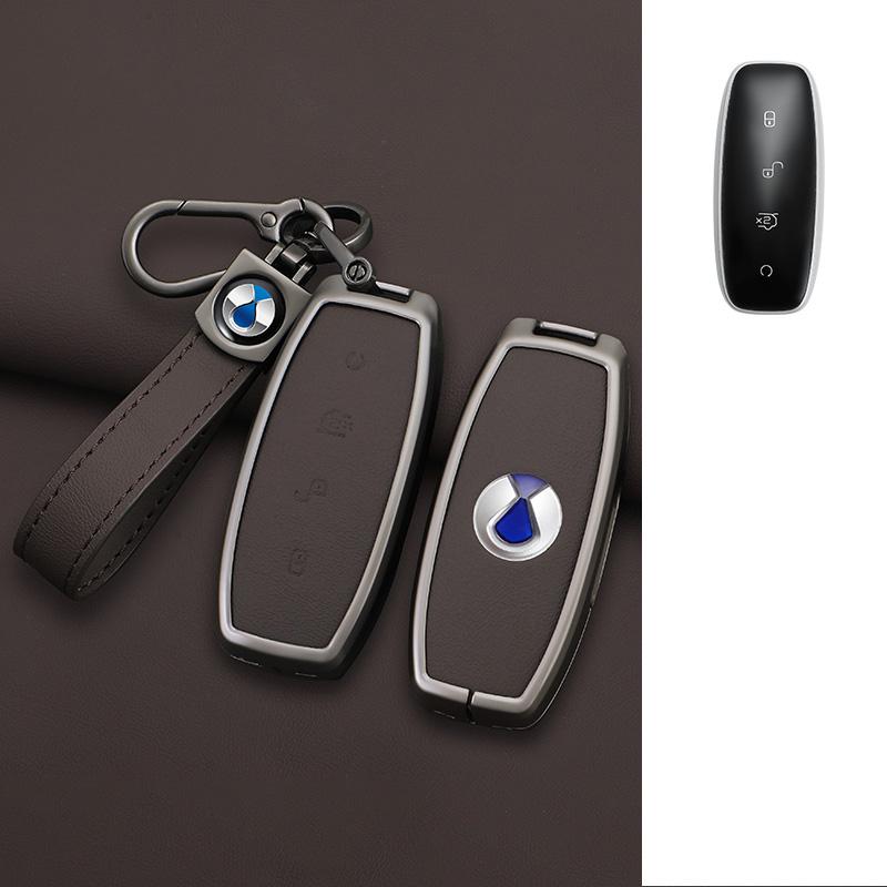 

Car Remote Key Case Cover Holder Shell For Denza D9 DM-i EV N7 N8 X 2022 2024 Zinc Alloy Leather Protector Keychain Accessories